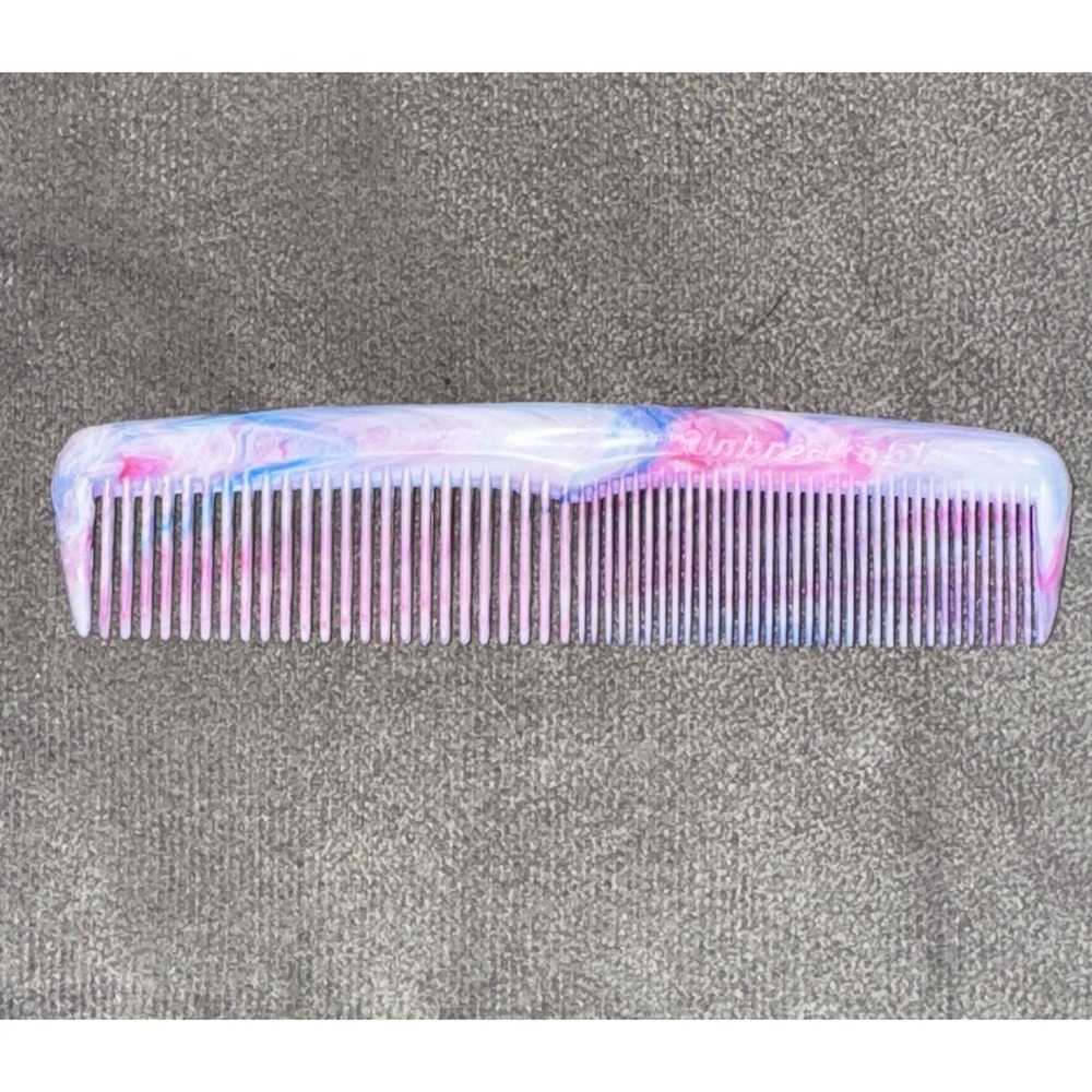 Vintage Unbreakable Pocket Hair Comb 5" Marble Purple Blue Swirl